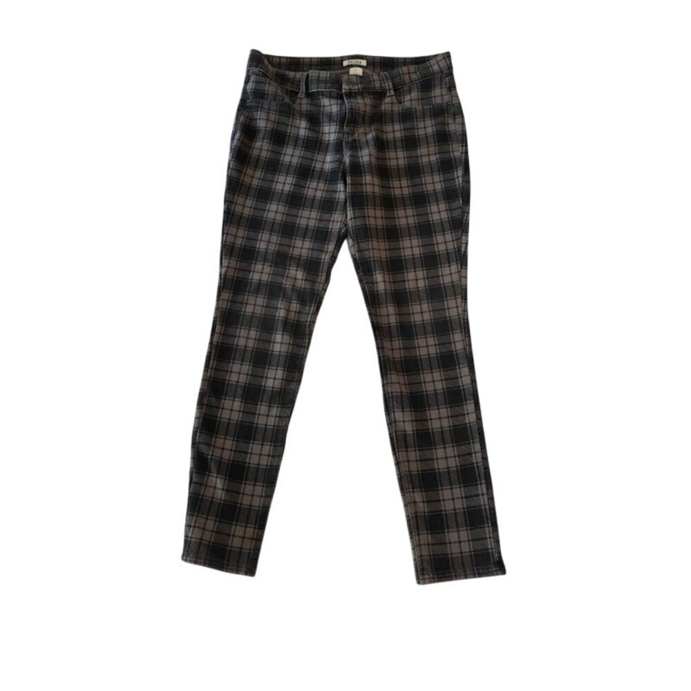 Vintage Grunge Punk Mudd Juniors Skinny Gray Plaid Pants XL Button-Up Cotton
